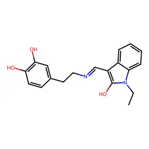 4-[2-[(1-Ethyl-2-hydroxyindol-3-yl)methylideneamino]ethyl]benzene-1,2-diol structure