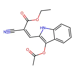 ethyl (E)-3-(3-acetyloxy-1H-indol-2-yl)-2-cyanoprop-2-enoate structure