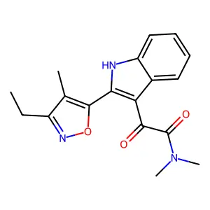 2-[2-(3-ethyl-4-methyl-5-isoxazolyl)-1H-indol-3-yl]-N,N-dimethyl-2-oxoacetamide structure