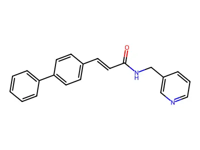 (E)-3-(4-phenylphenyl)-N-(pyridin-3-ylmethyl)prop-2-enamide structure