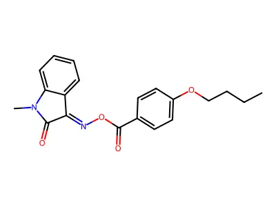 [(E)-(1-methyl-2-oxoindol-3-ylidene)amino] 4-butoxybenzoate structure