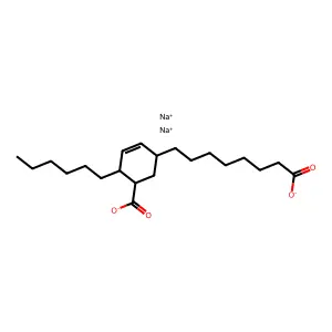 Disodium 5-carboxylato-4-hexylcyclohex-2-ene-1-octanoate structure