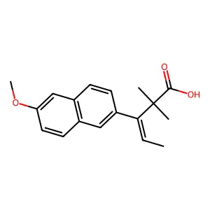 beta-Ethylidene-6-methoxy-alpha,alpha-dimethylnaphthalene-2-propionic acid structure
