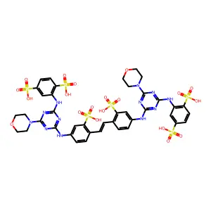 2-[[4-[4-[2-[4-[[4-(2,5-disulfoanilino)-6-morpholin-4-yl-1,3,5-triazin-2-yl]amino]-2-sulfophenyl]ethenyl]-3-sulfoanilino]-6-morpholin-4-yl-1,3,5-triazin-2-yl]amino]benzene-1,4-disulfonic acid structure