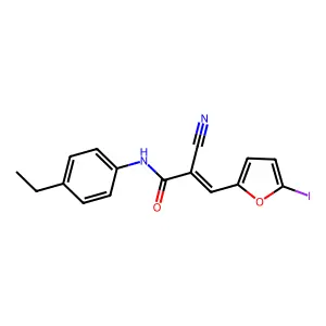 (2Z)-2-cyano-N-(4-ethylphenyl)-3-(5-iodofuran-2-yl)prop-2-enamide structure