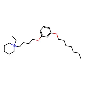 1-Ethyl-1-[4-(3-heptoxyphenoxy)butyl]piperidin-1-ium structure