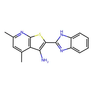 2-(1H-benzimidazol-2-yl)-4,6-dimethylthieno[2,3-b]pyridin-3-amine structure