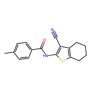 N-(3-cyano-4,5,6,7-tetrahydro-1-benzothiophen-2-yl)-4-methylbenzamide structure