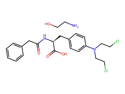DL-Phenylalanine, 4-(bis(2-chloroethyl)amino)-N-(phenylacetyl)-, compd. with 2-aminoethanol (1:1) structure