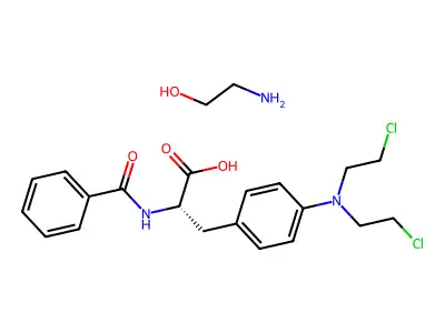 DL-Phenylalanine, N-benzoyl-4-(bis(2-chloroethyl)amino)-, compd. with 2-aminoethanol (1:1) structure