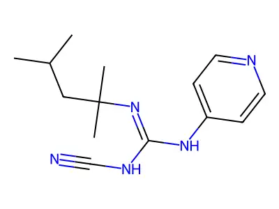 N-Cyano-N'-4-pyridinyl-N''-(1,1,3-trimethylbutyl)guanidine structure