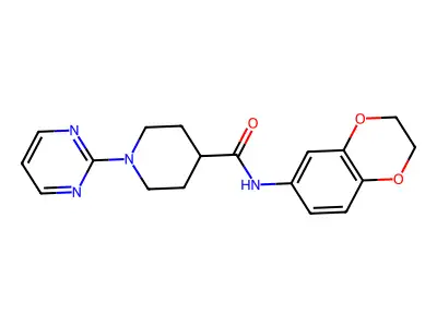N-(2,3-dihydro-1,4-benzodioxin-6-yl)-1-(pyrimidin-2-yl)piperidine-4-carboxamide structure