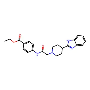 ethyl 4-(2-(4-(1H-benzo[d]imidazol-2-yl)piperidin-1-yl)acetamido)benzoate structure