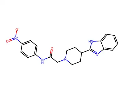 2-(4-(1H-benzo[d]imidazol-2-yl)piperidin-1-yl)-N-(4-nitrophenyl)acetamide structure