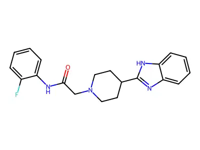2-(4-(1H-benzo[d]imidazol-2-yl)piperidin-1-yl)-N-(2-fluorophenyl)acetamide structure