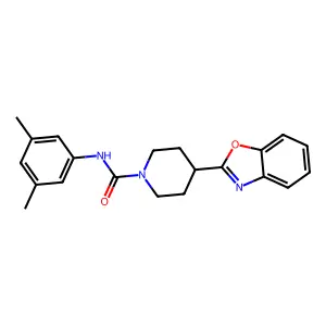 4-Benzooxazol-2-yl-piperidine-1-carboxylic acid (3,5-dimethyl-phenyl)-amide structure
