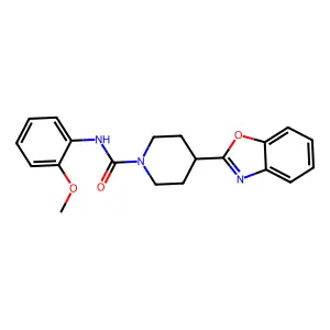 1-Piperidinecarboxamide, 4-(2-benzoxazolyl)-N-(2-methoxyphenyl)- structure