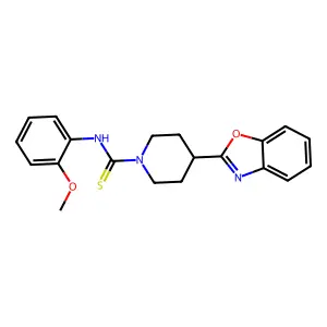 4-Benzooxazol-2-yl-piperidine-1-carbothioic acid (2-methoxy-phenyl)-amide structure