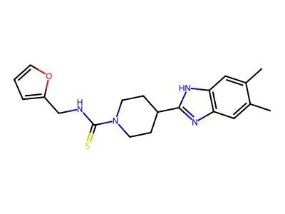4-(5,6-dimethyl-1H-benzimidazol-2-yl)-N-(furan-2-ylmethyl)piperidine-1-carbothioamide structure