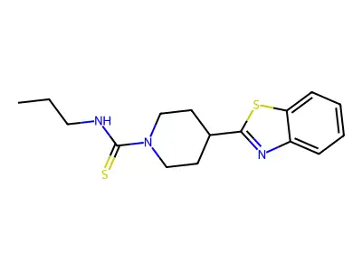 4-(1,3-benzothiazol-2-yl)-N-propylpiperidine-1-carbothioamide structure