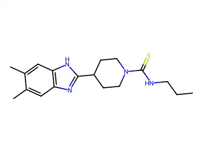 1-Piperidinecarbothioamide, 4-(5,6-dimethyl-1H-benzimidazol-2-YL)-N-propyl- structure