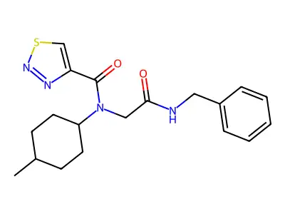 N-[2-(benzylamino)-2-oxoethyl]-N-(4-methylcyclohexyl)thiadiazole-4-carboxamide structure