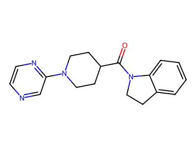 2,3-Dihydro-1H-indol-1-yl[1-(2-pyrazinyl)-4-piperidinyl]methanone structure
