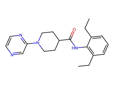 N-(2,6-diethylphenyl)-1-pyrazin-2-ylpiperidine-4-carboxamide structure