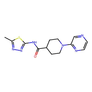 N-(5-methyl-1,3,4-thiadiazol-2-yl)-1-pyrazin-2-ylpiperidine-4-carboxamide structure