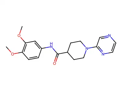 N-(3,4-dimethoxyphenyl)-1-pyrazin-2-ylpiperidine-4-carboxamide structure