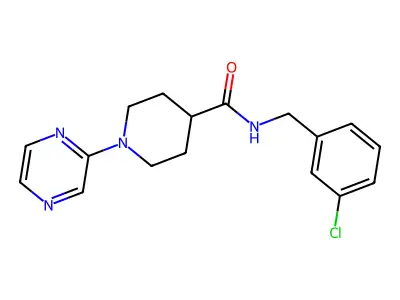 4-Piperidinecarboxamide,n-[(3-chlorophenyl)methyl]-1-pyrazinyl- structure