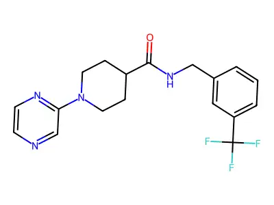 1-pyrazin-2-yl-N-[[3-(trifluoromethyl)phenyl]methyl]piperidine-4-carboxamide structure