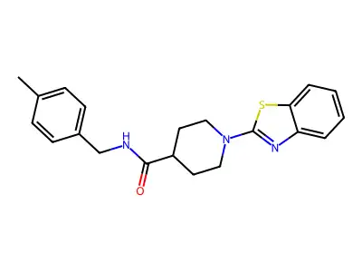 1-(1,3-benzothiazol-2-yl)-N-[(4-methylphenyl)methyl]piperidine-4-carboxamide structure