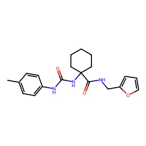 N-(furan-2-ylmethyl)-1-[(4-methylphenyl)carbamoylamino]cyclohexane-1-carboxamide structure