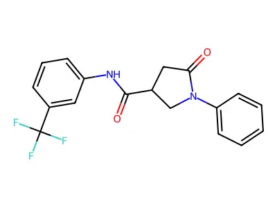 5-oxo-1-phenyl-N-[3-(trifluoromethyl)phenyl]pyrrolidine-3-carboxamide structure