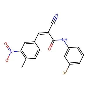 (Z)-N-(3-bromophenyl)-2-cyano-3-(4-methyl-3-nitrophenyl)prop-2-enamide structure