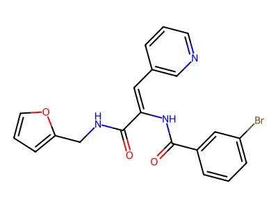 3-Bromo-N-{1-[(furan-2-ylmethyl)-carbamoyl]-2-pyridin-3-yl-vinyl}-benzamide structure