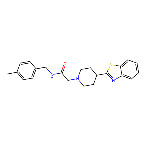 2-[4-(1,3-benzothiazol-2-yl)piperidin-1-yl]-N-[(4-methylphenyl)methyl]acetamide structure