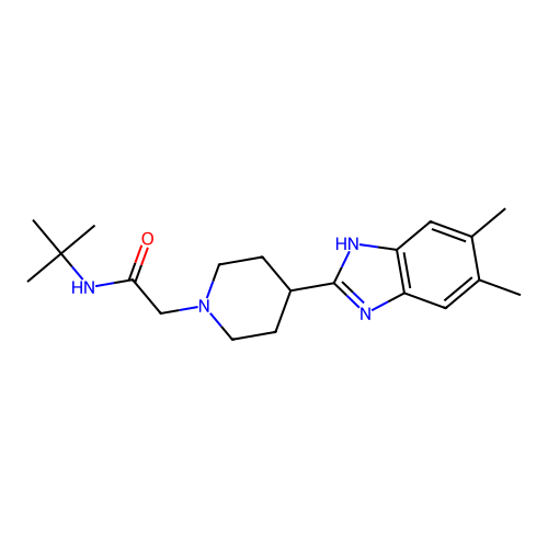 N-tert-butyl-2-[4-(5,6-dimethyl-1H-benzimidazol-2-yl)piperidin-1-yl]acetamide structure
