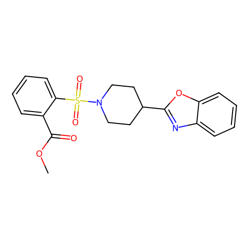 2-(4-Benzooxazol-2-yl-piperidine-1-sulfonyl)-benzoic acid methyl ester structure