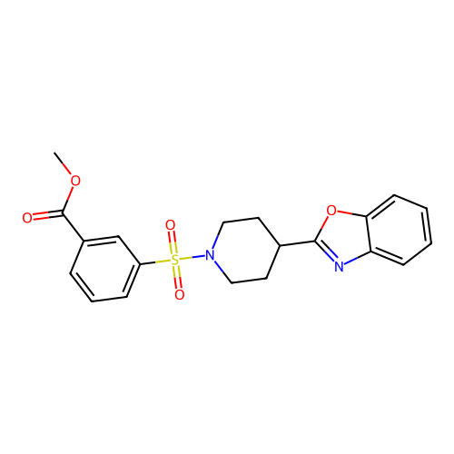 3-(4-Benzooxazol-2-yl-piperidine-1-sulfonyl)-benzoic acid methyl ester structure