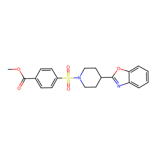 4-(4-Benzooxazol-2-yl-piperidine-1-sulfonyl)-benzoic acid methyl ester structure