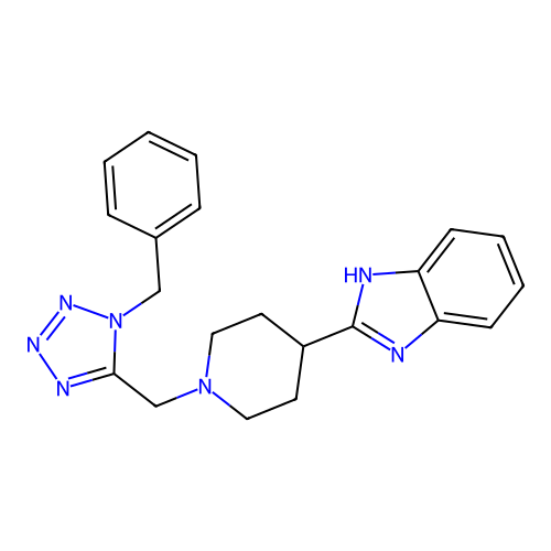 2-[1-[(1-benzyltetrazol-5-yl)methyl]piperidin-4-yl]-1H-benzimidazole structure
