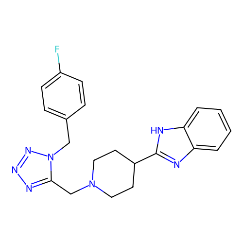 2-[1-[[1-[(4-fluorophenyl)methyl]tetrazol-5-yl]methyl]-4-piperidyl]-1H-benzoimidazole structure