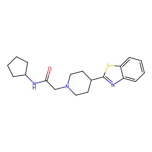2-[4-(1,3-benzothiazol-2-yl)piperidin-1-yl]-N-cyclopentylacetamide structure