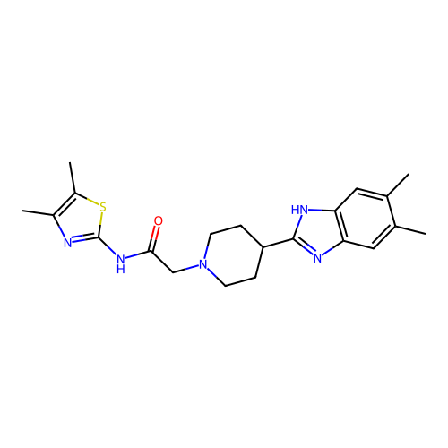 1-Piperidineacetamide, 4-(5,6-dimethyl-1H-benzimidazol-2-yl)-N-(4,5-dimethyl-2-thiazolyl)- (9CI) structure