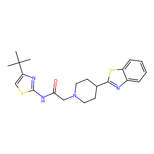 1-Piperidineacetamide, 4-(2-benzothiazolyl)-N-[4-(1,1-dimethylethyl)-2-thiazolyl]- (9CI) structure