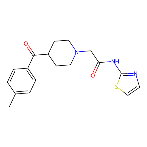 2-[4-(4-methylbenzoyl)piperidin-1-yl]-N-(1,3-thiazol-2-yl)acetamide structure