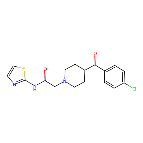 2-[4-(4-chlorobenzoyl)piperidin-1-yl]-N-(1,3-thiazol-2-yl)acetamide structure