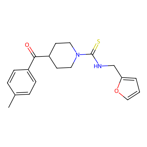N-(furan-2-ylmethyl)-4-(4-methylbenzoyl)piperidine-1-carbothioamide structure